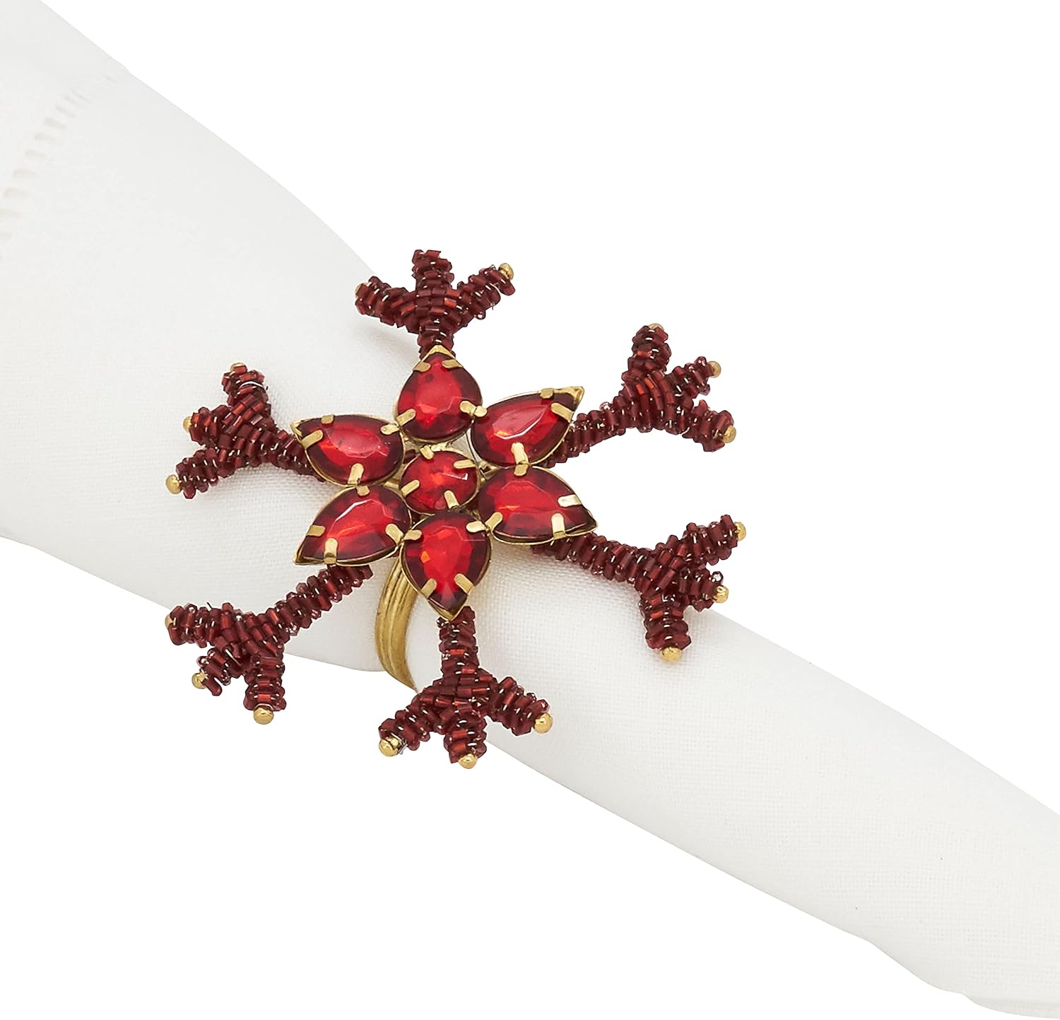 Beaded Snowflake Design Napkin Rings (Set of 4)