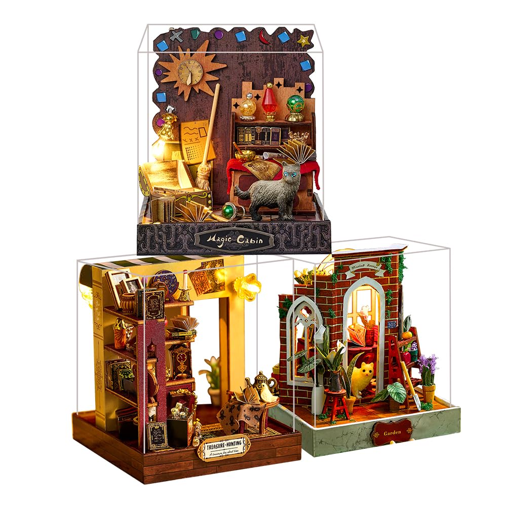 Zestaw do samodzielnego wykonania miniaturowego i meblowego domku dla lalek, mini 3D, drewniany domek dla lalek, model rzemieślniczy z pyłoszczelną osłoną i diodami LED, kreatywny pomysł na pokój na