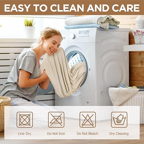 Miniatura 6 de Juego de fundas para silla y otomana, funda de cojín en forma de T, de seda de leche, protector de muebles, sofá suave para sillón otomano (Begie)