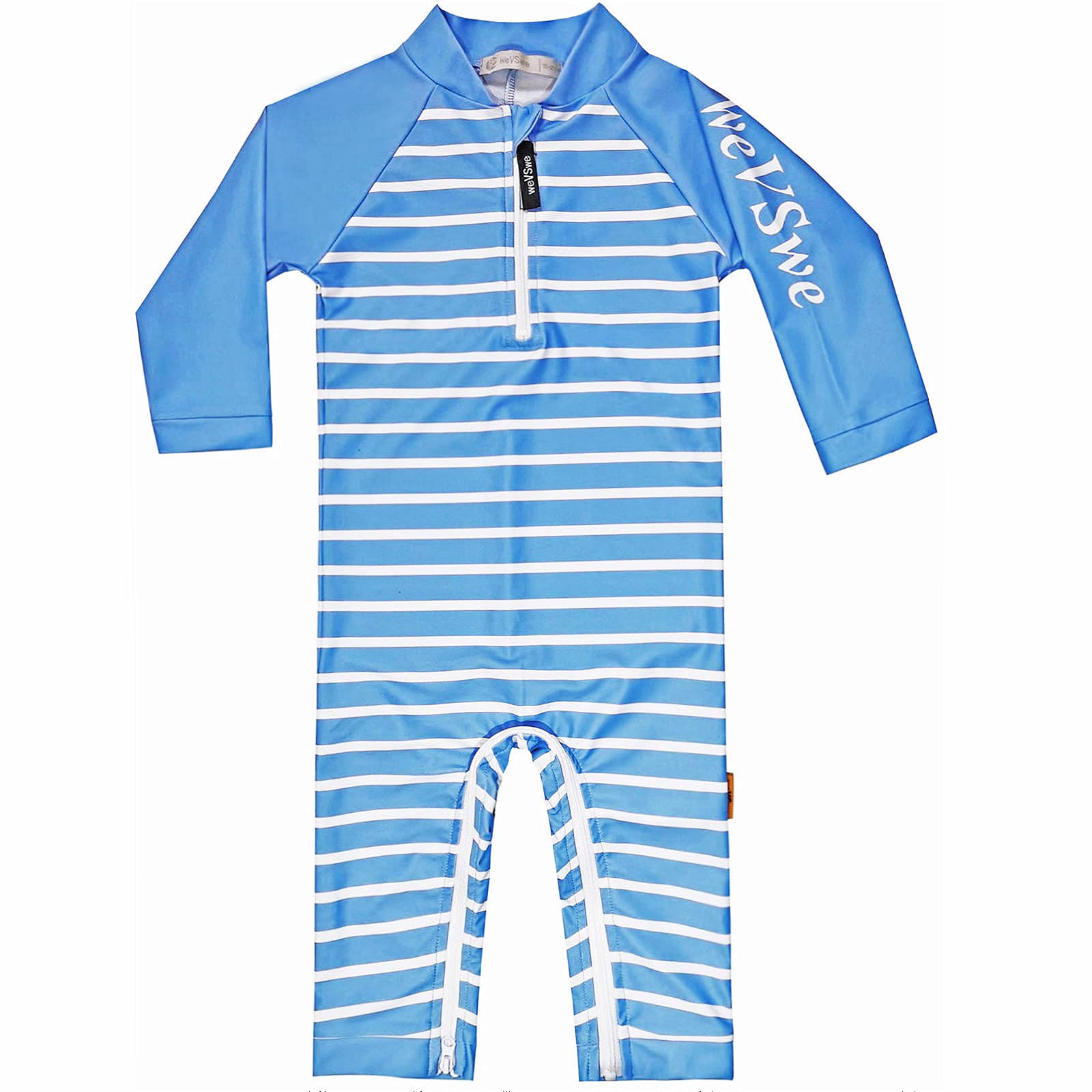 weVSwe Baby Toddler Boy Swimsuit Long Sleeve Baby Swimwear UPF 50+ Sun Protection Rash Guard Swimming Costume with Crotch Zipper 0-3 Years — view 35