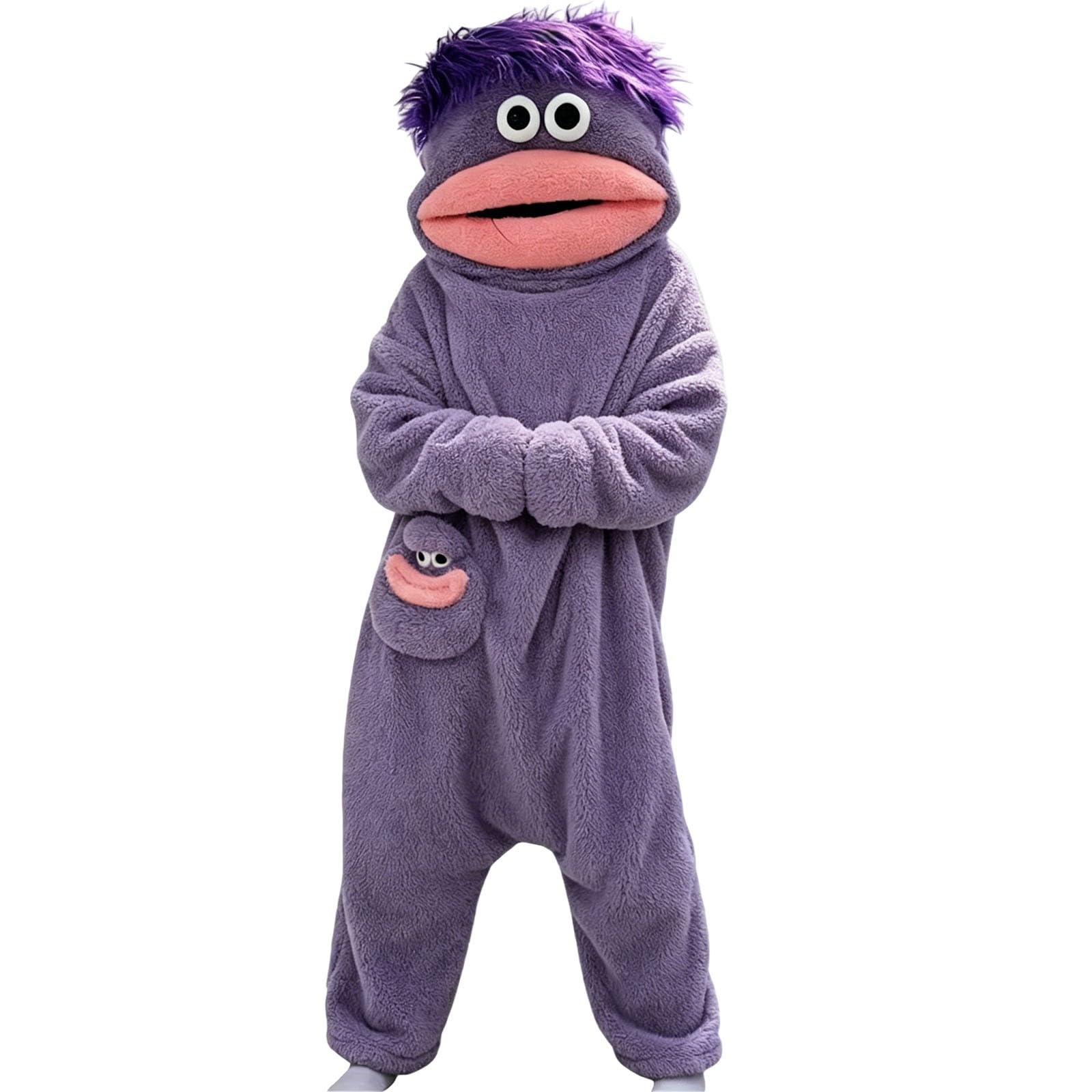 Funny Silly Onesie Kids Halloween Costume Hooded Jumpsuit Big Mouth Monster Funny Silly Onesie Kids Halloween Costume Hooded Jumpsuit Big Mouth Monster (A-6-Purple, 10-13 Years)