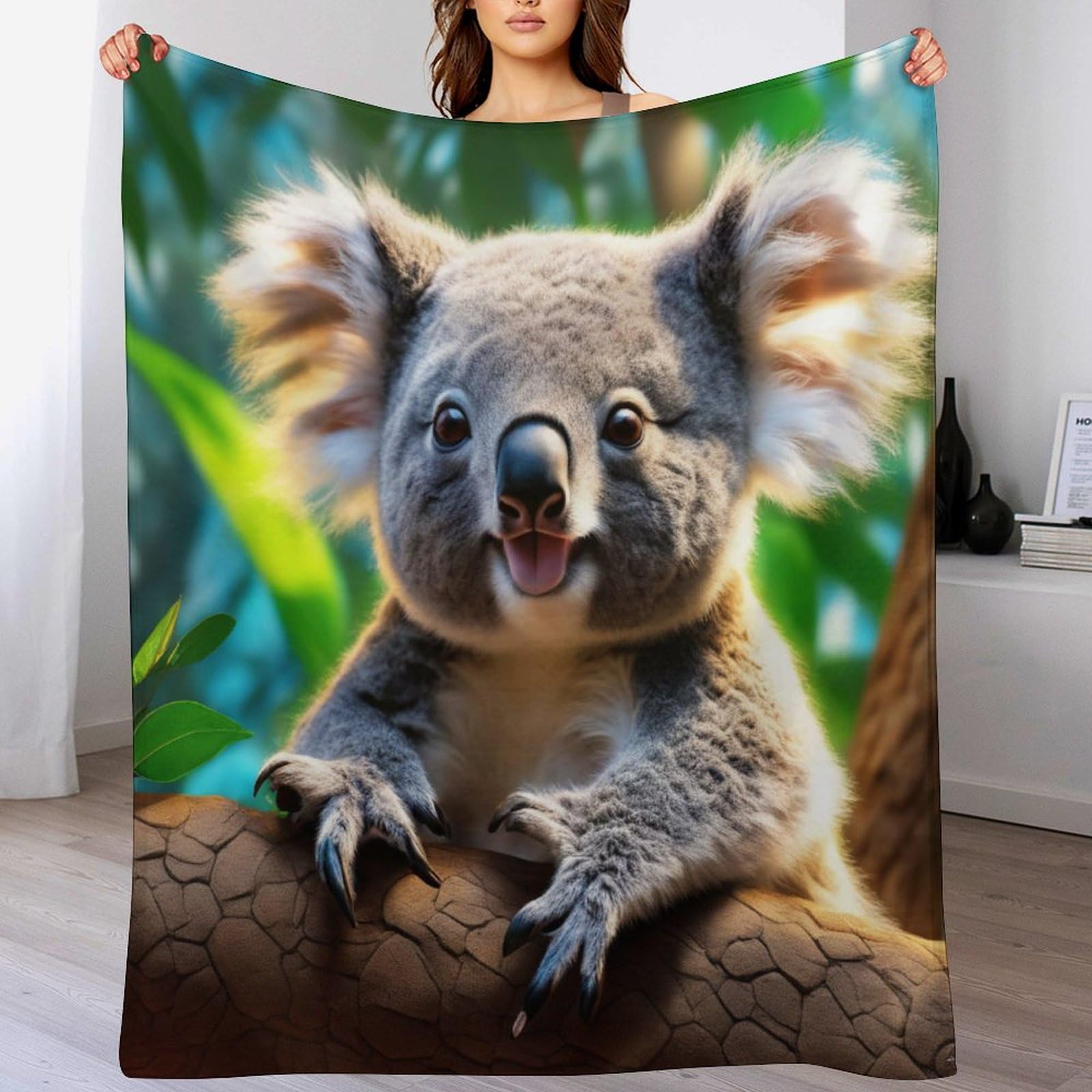Couverture en flanelle koala contre le froid jeté de canapé confortable