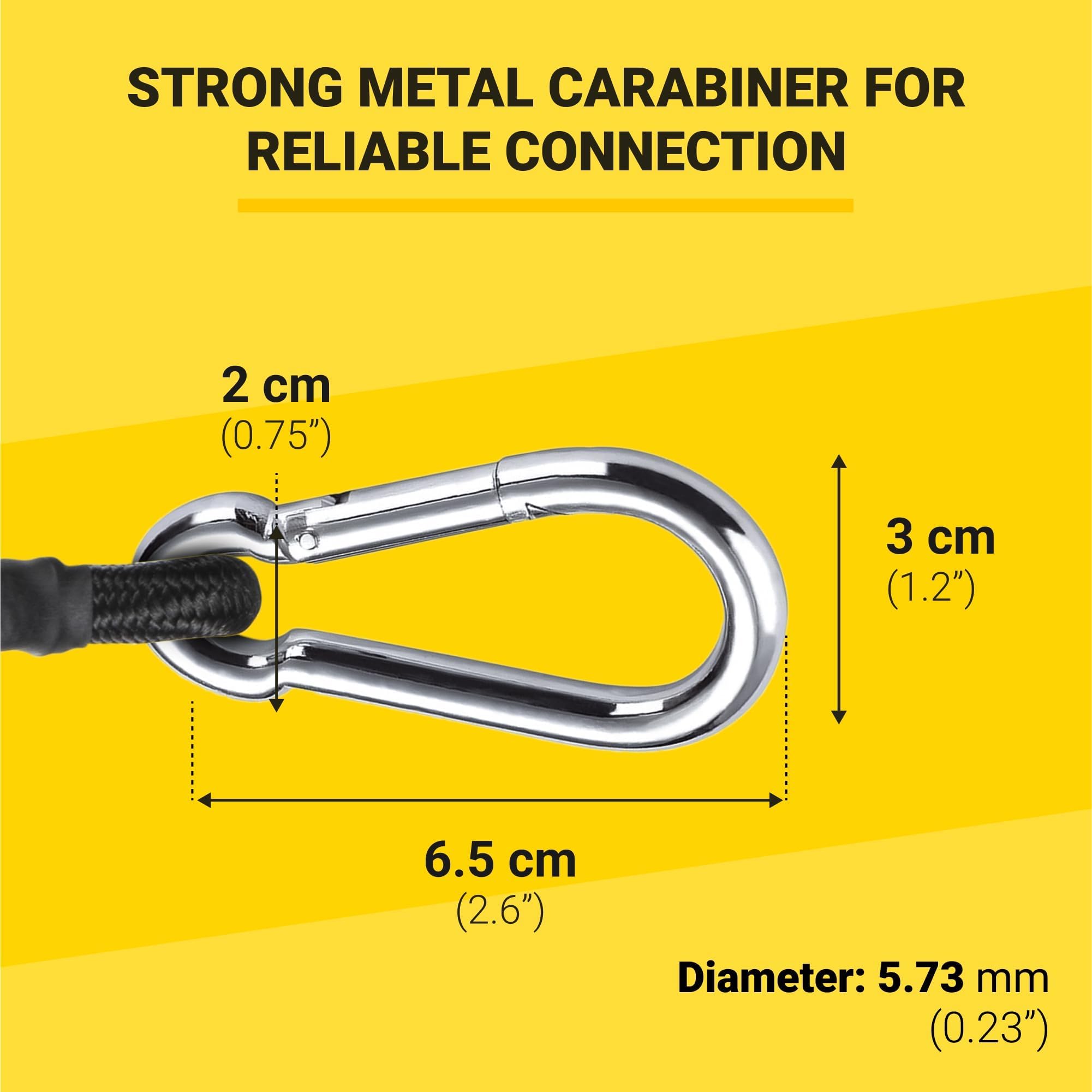 QINGHEC Lot De 4 Tendeurs Élastiques Avec Mousqueton 7mm X 100cm - Sangles Élastiques Robustes Pour Vélo, Voiture Et Bagages