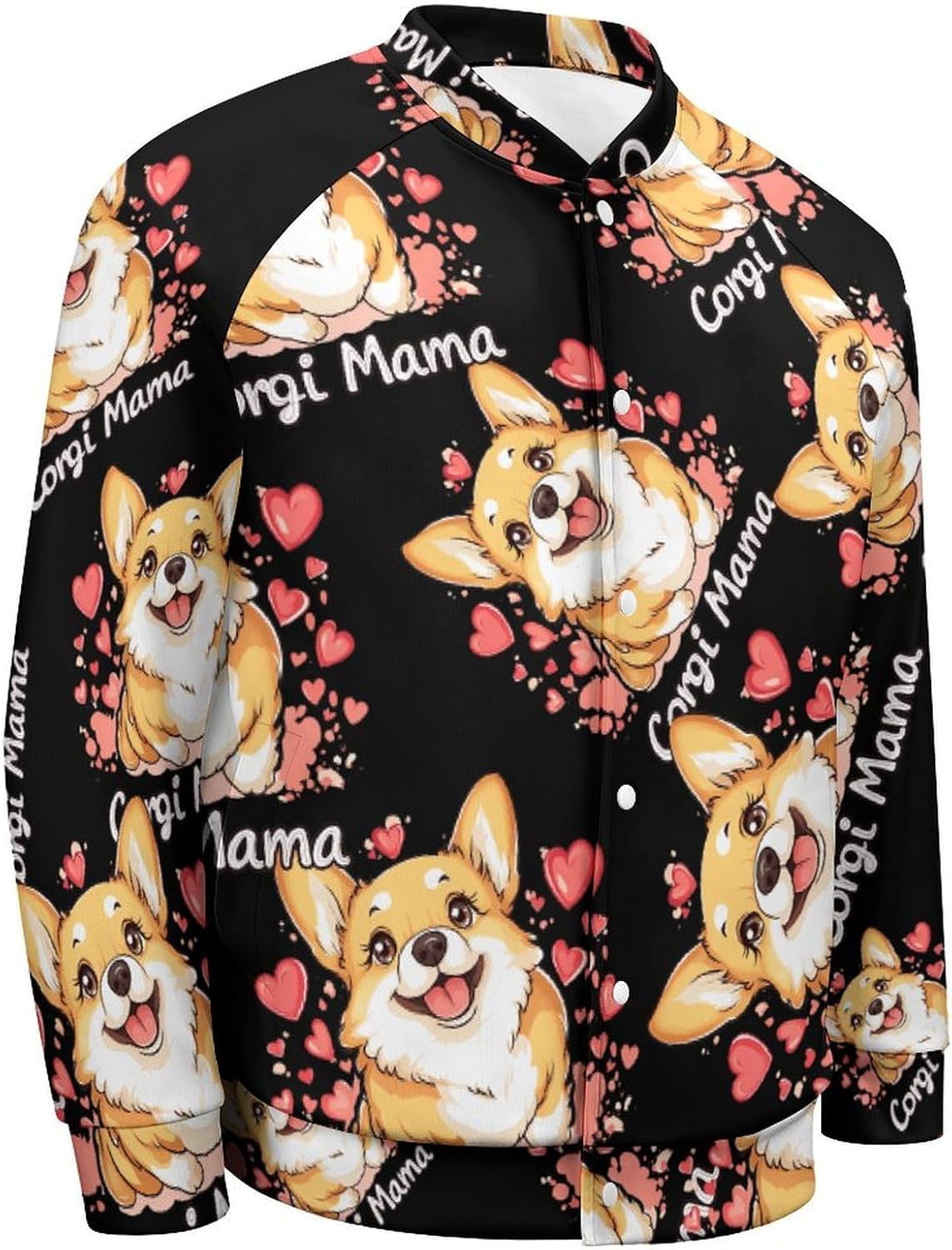 Corgi Mama Mom Men's Baseball Jackets Lightweight Sweatshirts Sport Sweater Long Sleeve Coat with Pocket