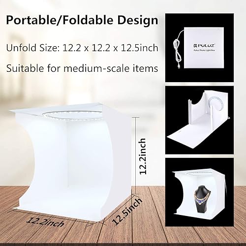 Miniatura 35 de PULUZ - Mini caja de estudio fotográfico, 20 cm, portátil, kit de tienda de campaña de luz para fotografía, luz blanca plegable, caja de luz con 20