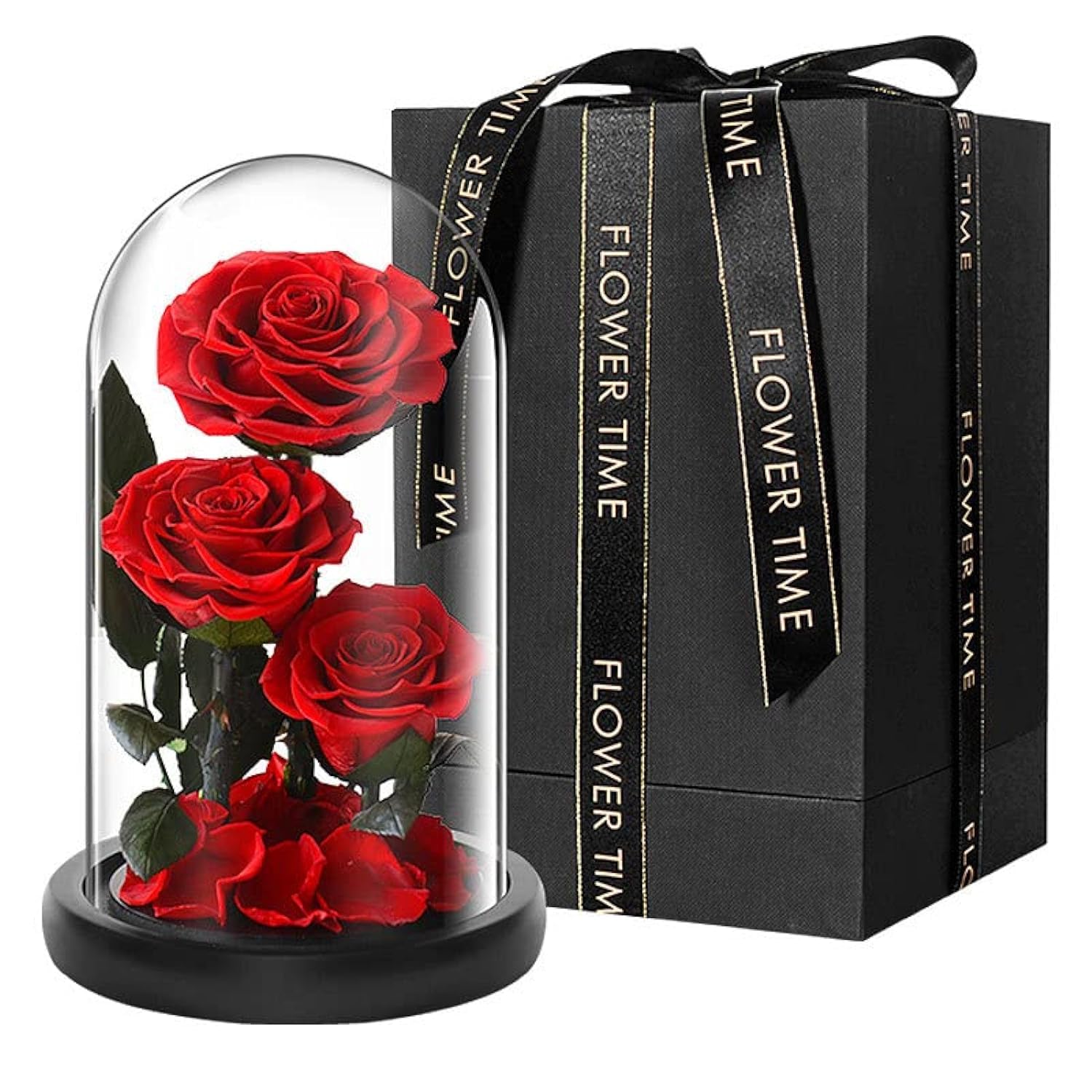 Mofish Roses Handmade Preserved Rose in Glass Dome, Red Real Roses That Last 2 to 3 Years, Mothers Day Valentines Day Gifts for Her, Birthday, Christmas, Anniversary