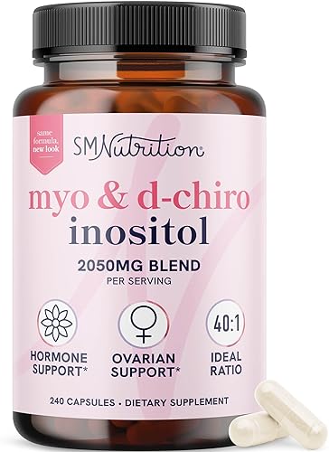 Myo-inositol y D-Chiro Inositol para el equilibrio hormonal para mujeres  Proporción ideal de 401  Suplemento de apoyo para el ciclo menstrual y la