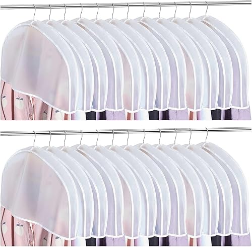 Patelai 16 fundas de hombro para colgar ropa de 24 x 12 x 2 pulgadas, protectores de plástico para ropa con refuerzo de 2 pulgadas para guardar