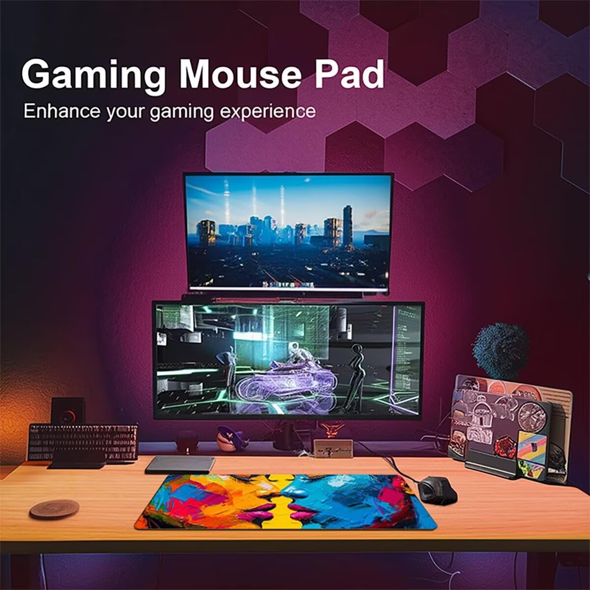 Tappetino per Mouse Gaming XXL 1200x600x3mm– Ufficio Mousepad Grande – Migliora la Velocità e la Precisione Tenuta Stabile Sottomano per Ufficio e Casa Accessori Scrivania Astratto PjY4797 E-2