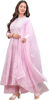 | Women's Rayon Anarkali Kurta with Pant & Dupatta Set