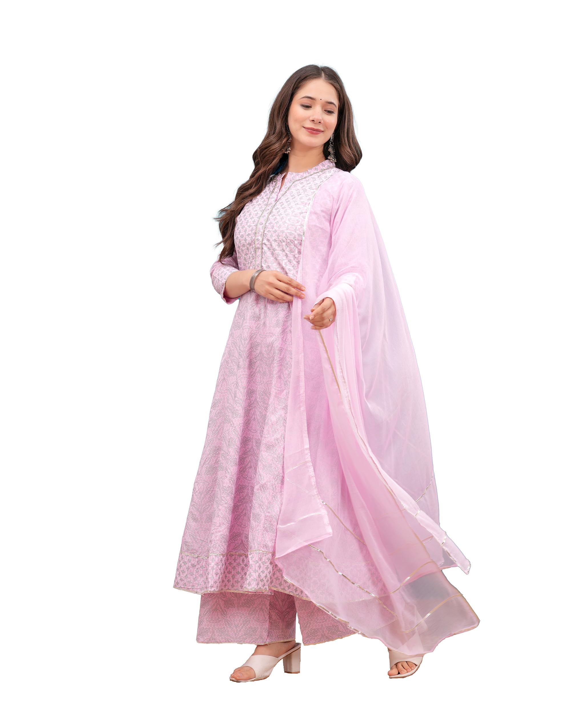 manharee | Women's Rayon Anarkali Kurta with Pant & Dupatta Set-picture-52