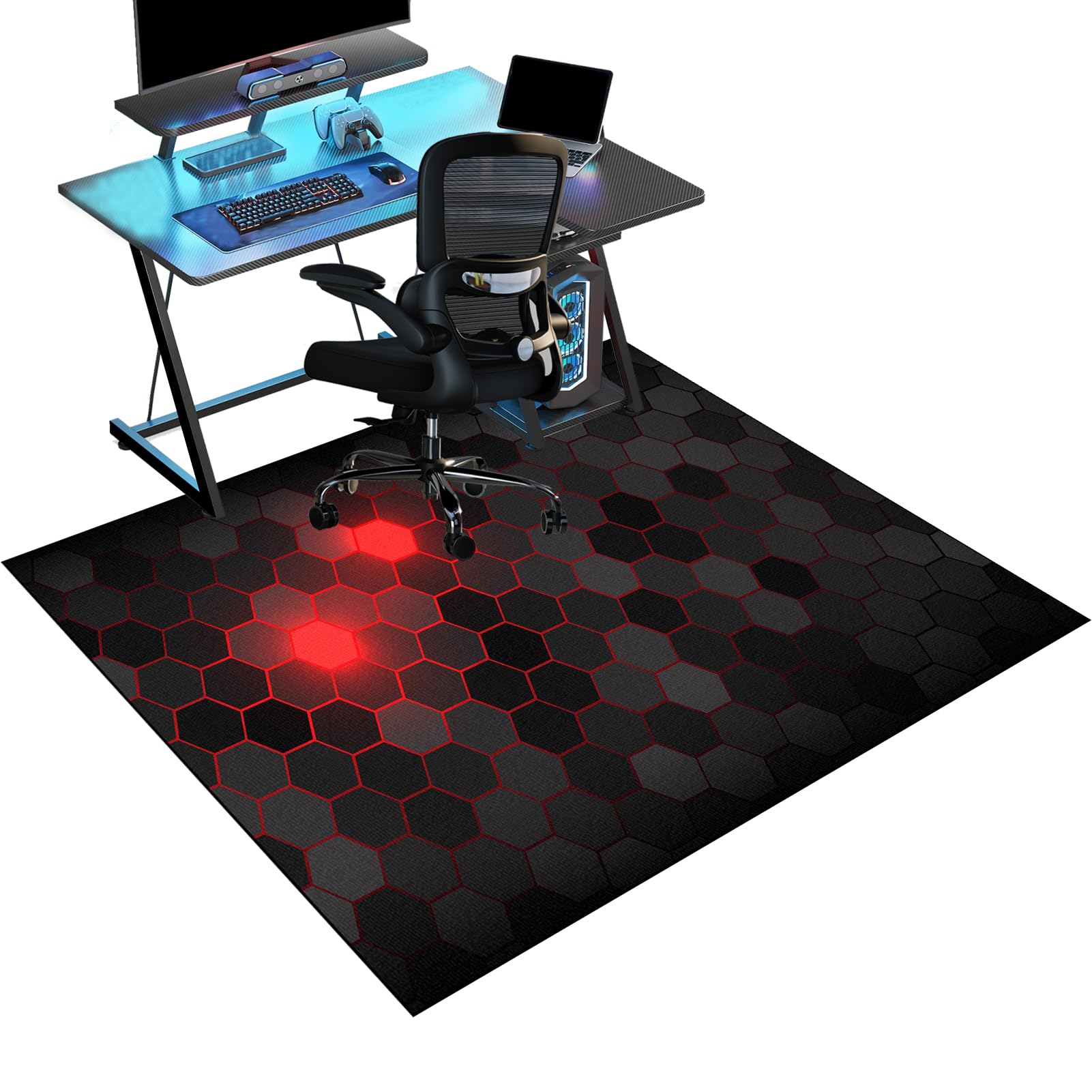 Gaming Chair Mat for Hardwood Floor Non-Slip Floor Protection Mat 120 x 140 cm Office Chair Mat for Carpets Anti-Slip Floor Protector Mat Computer Desk Chair Mat for Gaming Room Home Office Decor
