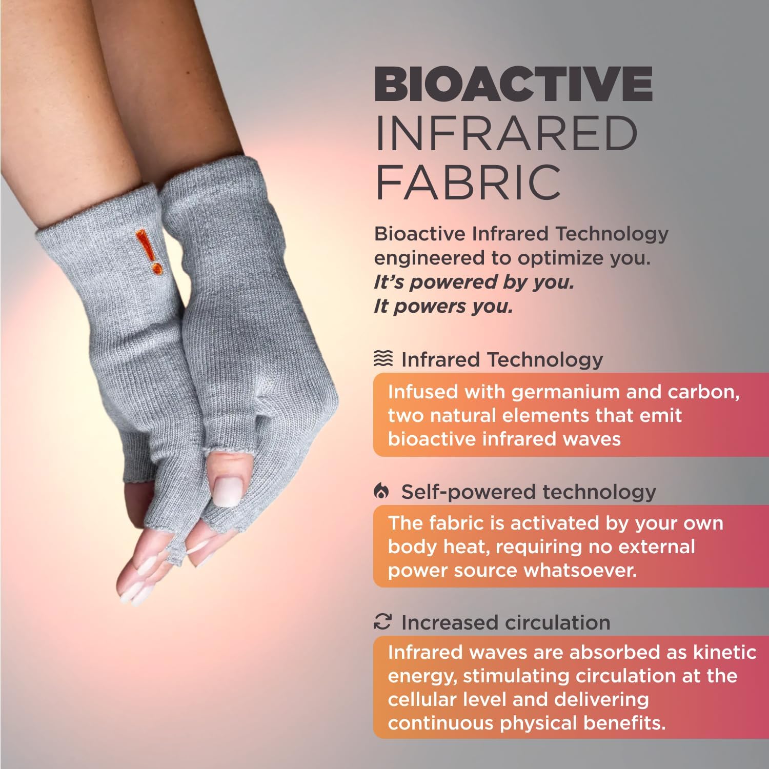 Incrediwear Fingerless Circulation Gloves Arthritis Gloves, Grey