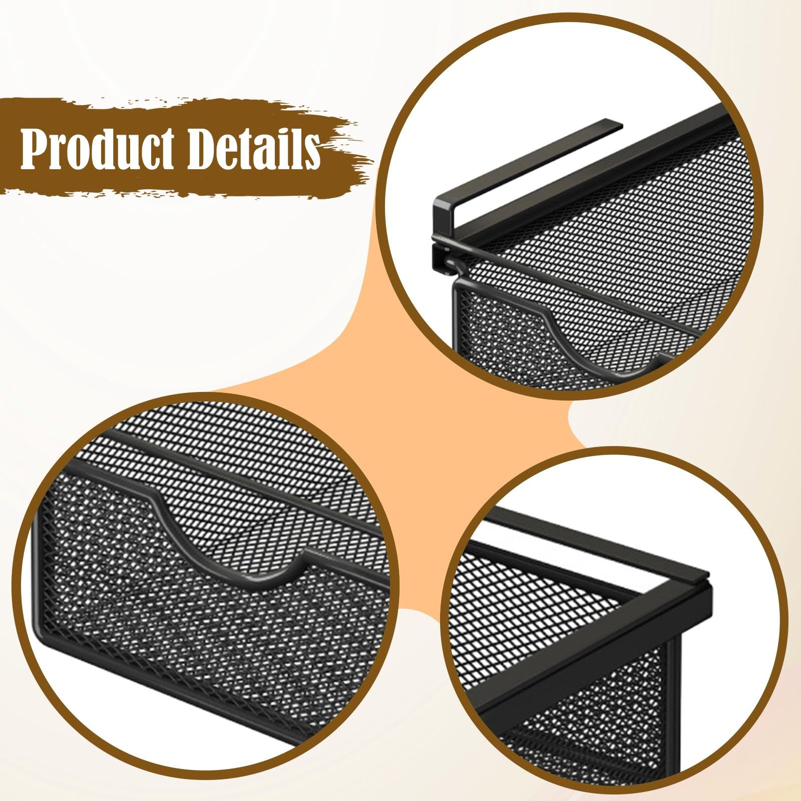 LOVIVER Organizer per Biancheria Calzini Sotto Il Ripiano, Cestelli Sottomensola per Snack, Biscotti, Organizer per Cassetti per Partizioni Con Spessore Inferiore a 2,2 Cm, 31 Cm X 22 Cm X 9 Cm