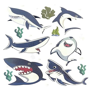 Simply Inked Glow in The Dark Sharks Bundle Designer Tattoo for Girls Boys Men Women waterproof Sticker Size: 3 x 4.4 inch l Multicolor l 2g