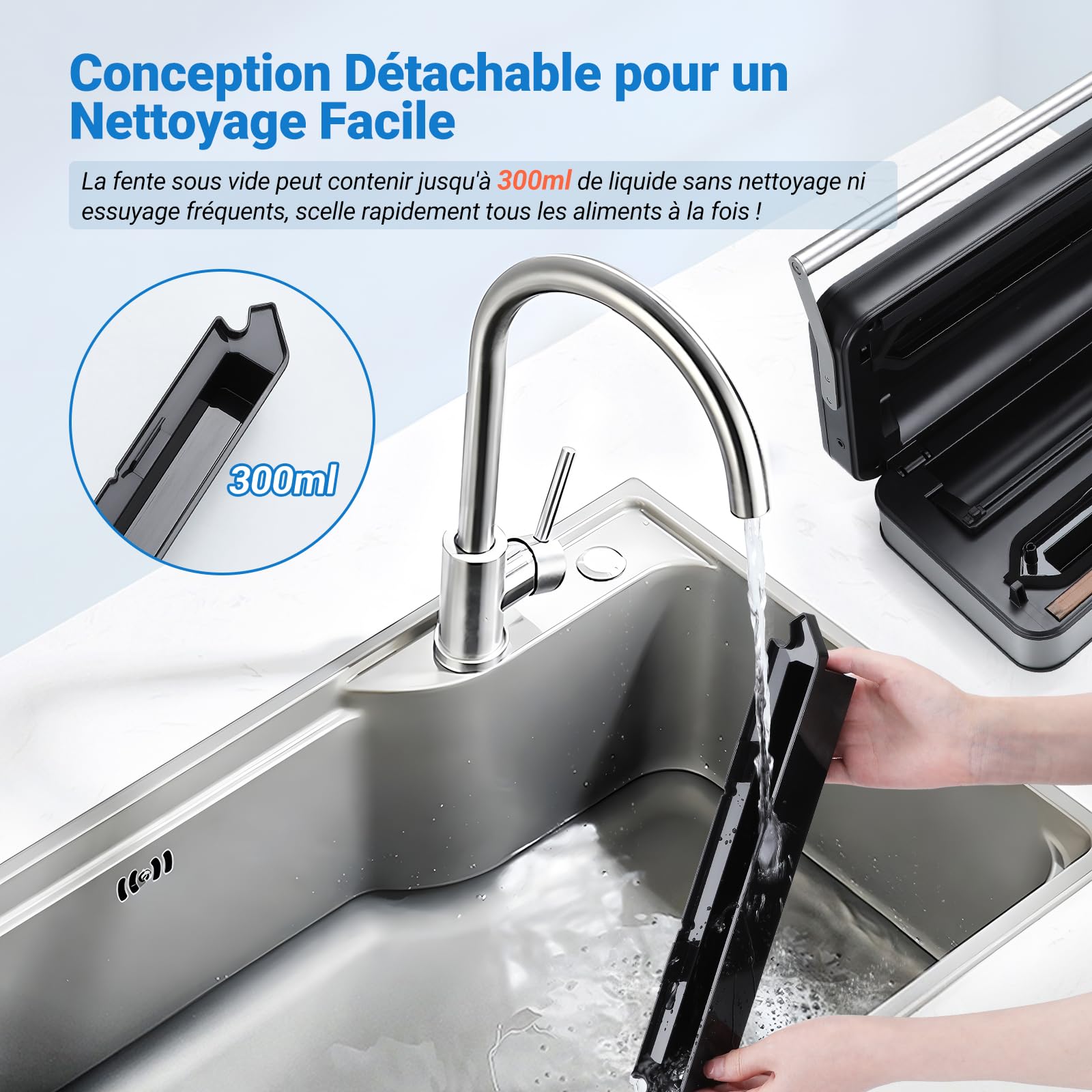 INKBIRD Machine Sous Vide Professionnelle pour Alimentaire, Double Pompe, Automatique, Modes Sec/Humide/Liquides, 20L/min, 160 Watts, Silencieuse, Coupeur Intégré et Rangement, Sacs et Rouleaux Inclus