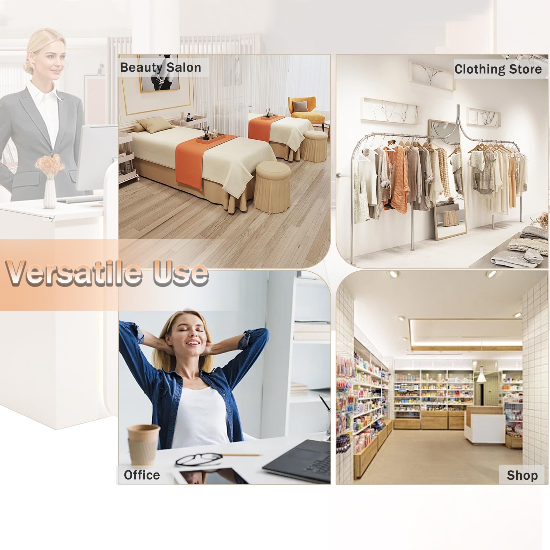 Banco Reception Estetica con Luce e Cassetti, Bancone Cassa Negozio, Bancone Ufficio, Cassette di Ricevimento, per Sale Aziendali, Negozi di Frutta, Reception Alberghiere (White, 60X45X100