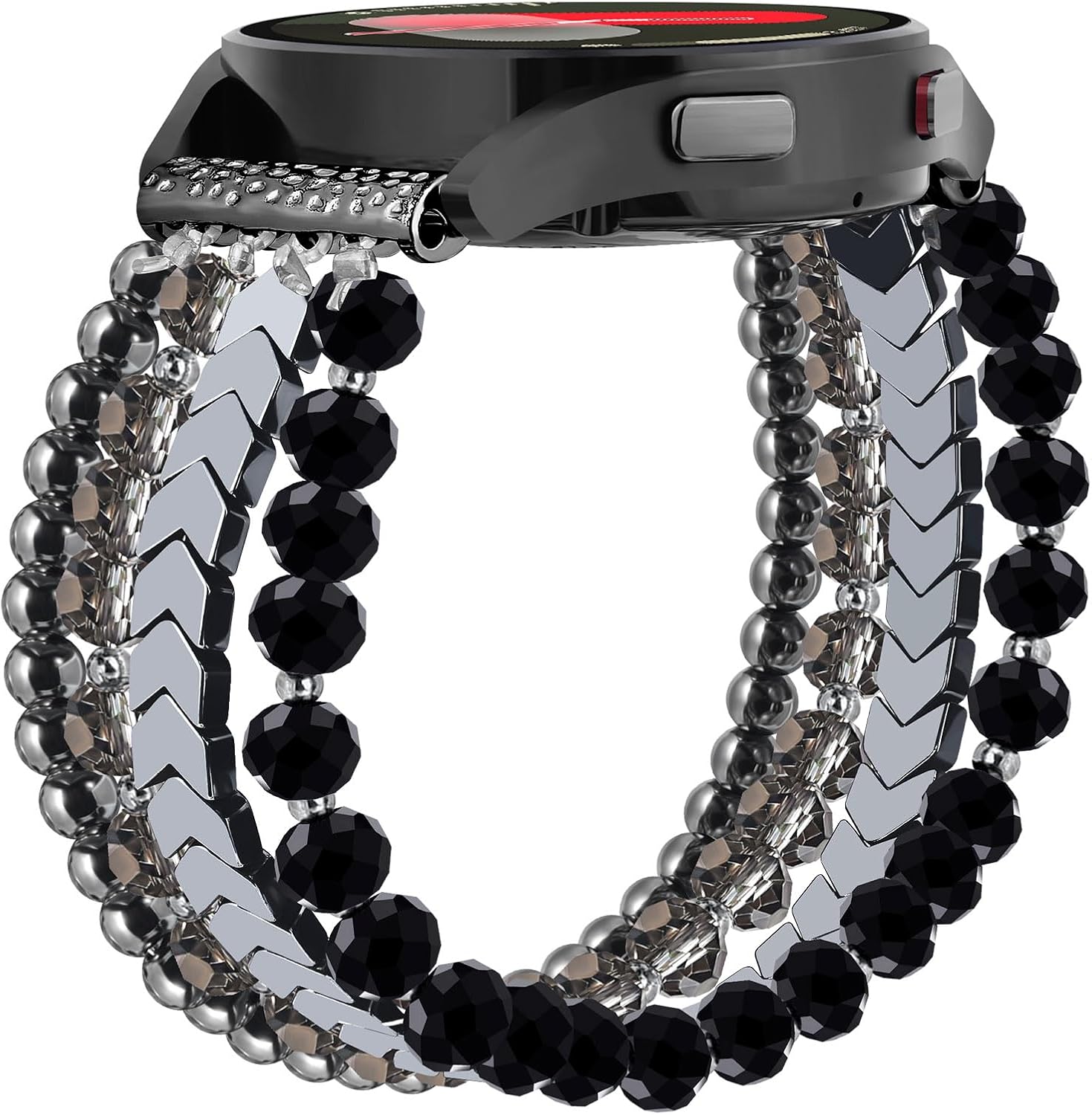 VISOOM Beaded Boho Bracelet Compatible for Samsung Galaxy Watch 8/7/6/5/4 40/44mm Bands/Active 2 Watch 4 Classic 42mm Band Women, 20mm Handmade Elastic Crystal Beads Bracelet for Galaxy Watch 5 pro - Image 3