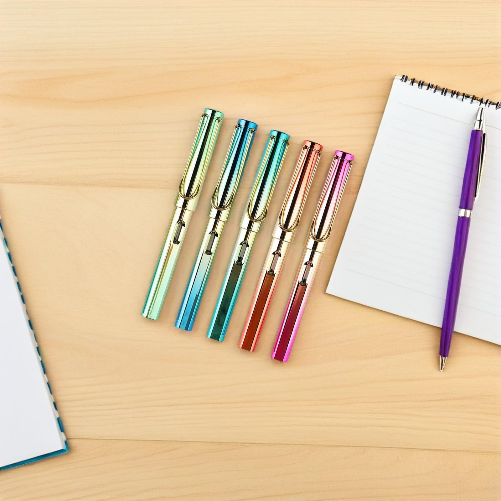 5 Stück Kalligraphie Übungsstifte für Schüler mit Nachfüllbaren Tintenbeuteln Kunststoff und Metall Glattes Schreiben für Bürobedarf und Schreibmaterialien