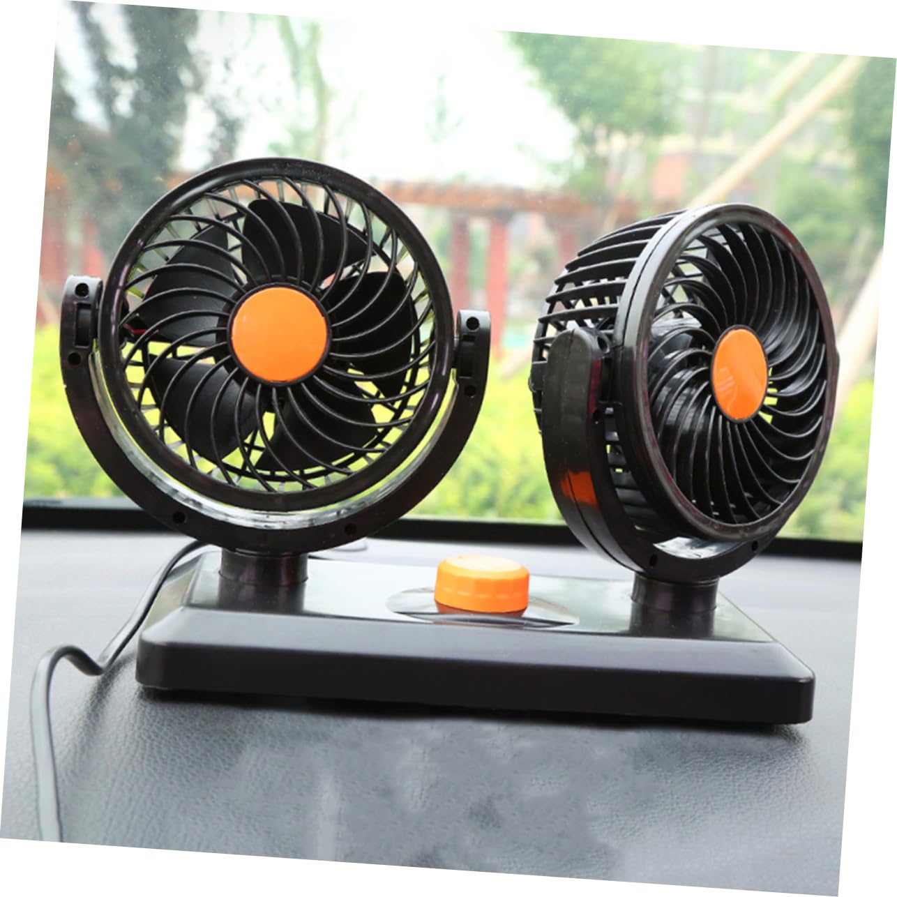 24v Car Fan Portable Dashboard Fan for Trucks Dual Head Cooling Small for Car