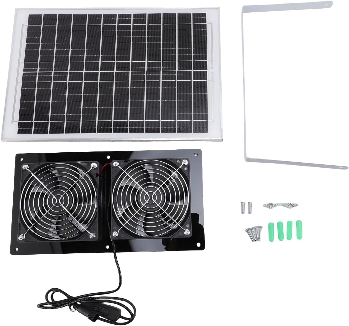 Solar Exhaust Fan, Monocrystalline Silicon Panel, 15W Dual Ventilator Kit for Greenhouse Shed and Chicken Coop with Dual Ventilation