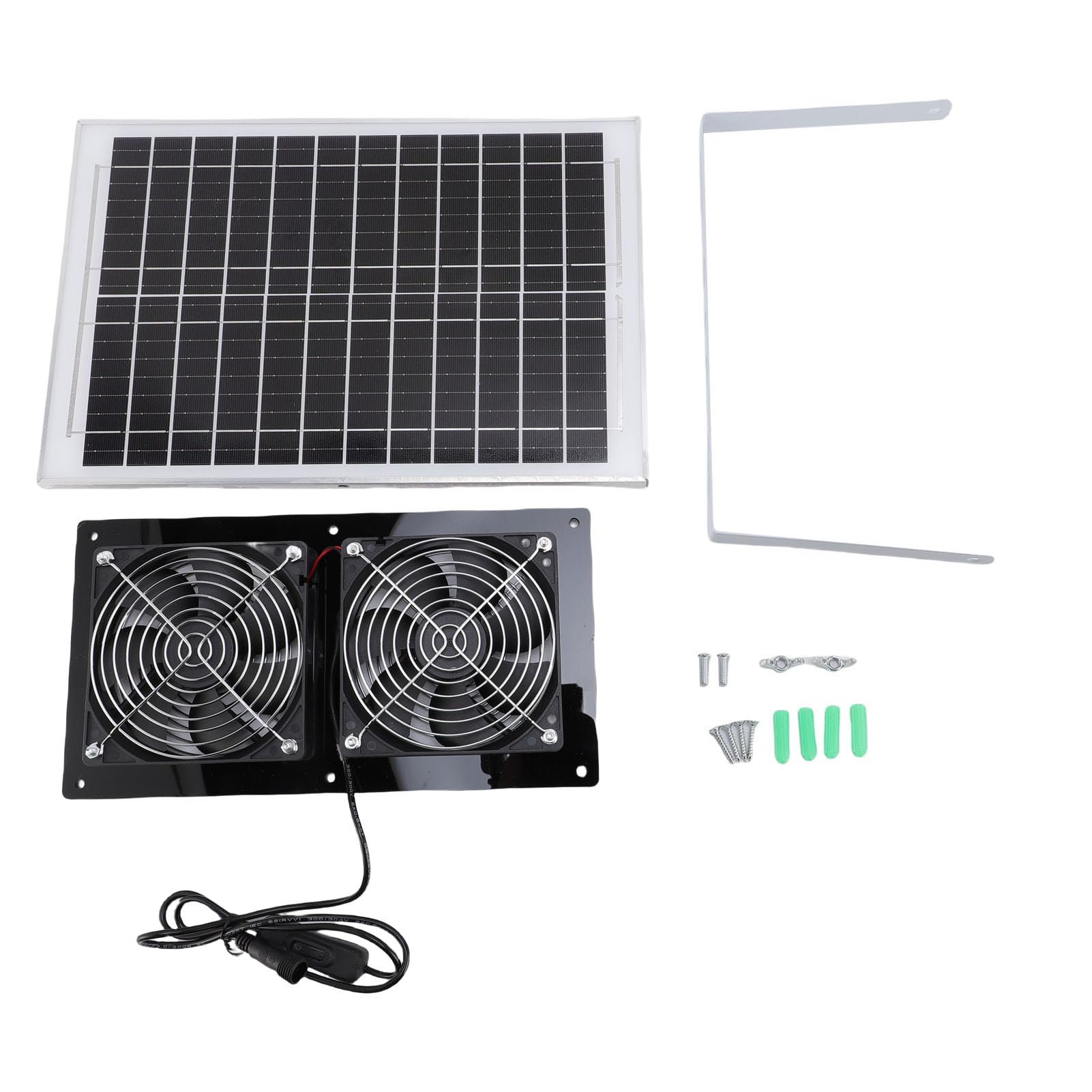 GLOGLOW Plastikowe Podwójne Wodoodporne Wentylatory Panel Słoneczny 15 W 2688 Obr./min dla Kurnika Szopa Szklarniowa Wentylacja Domu dla Zwierząt Zestaw Słonecznego Wentylatora Wyciągowego Stop