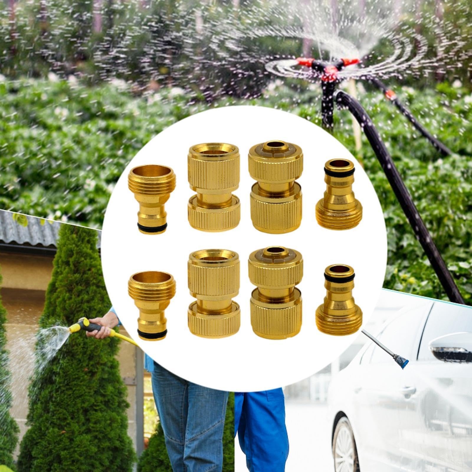 Attacchi Rapidi per Tubi da Giardino, Connettori per Tubi, Accessori, Facili da Installare, Premium, Multifunzionali, Ottone