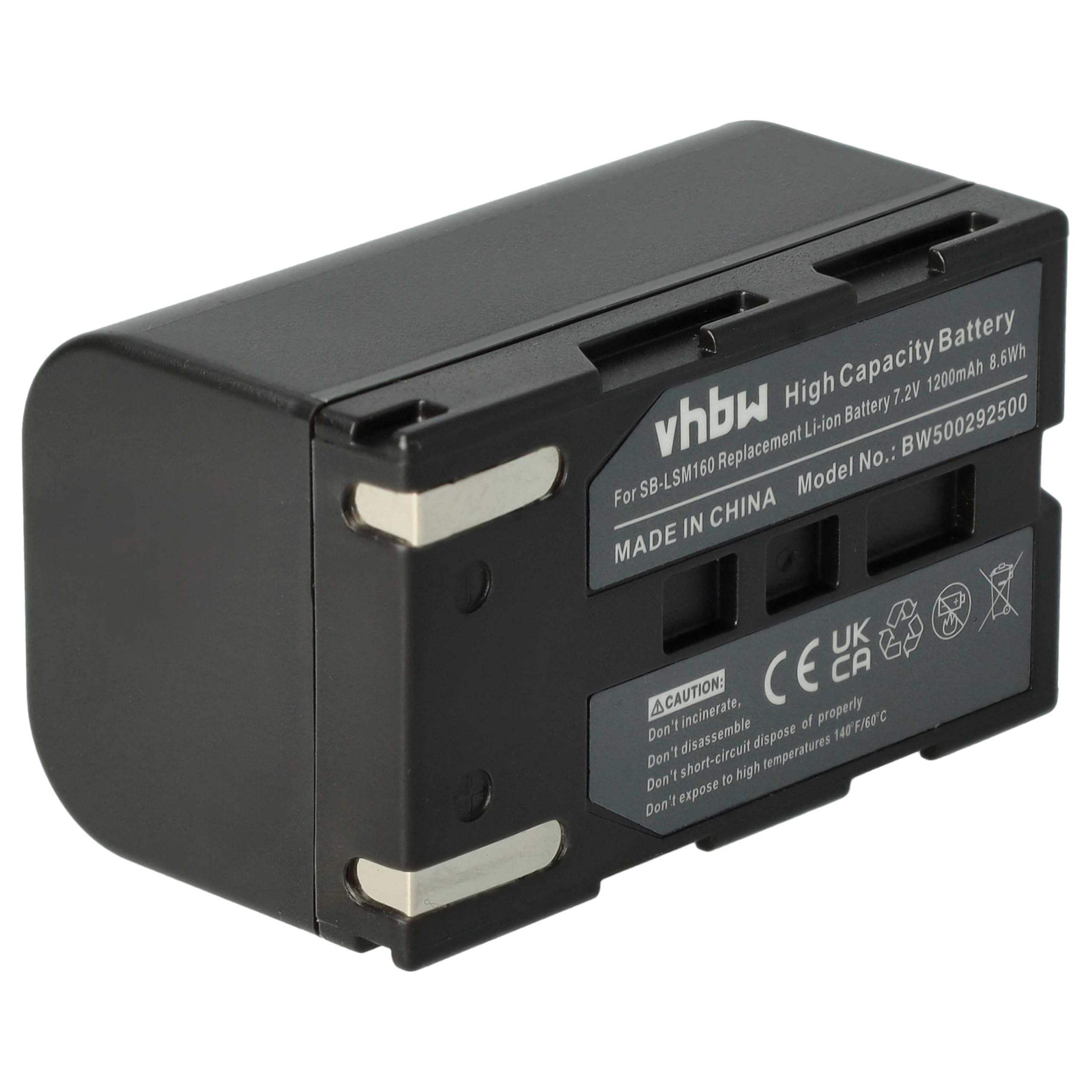 vhbw Batterie Compatible avec Samsung VP-DC171W | VP-DC171, VP-DC165W, VP-DC163, VP-DC161W, VP-DC161 caméra vidéo caméscope (1200mAh, 7,2V, Li-ion)