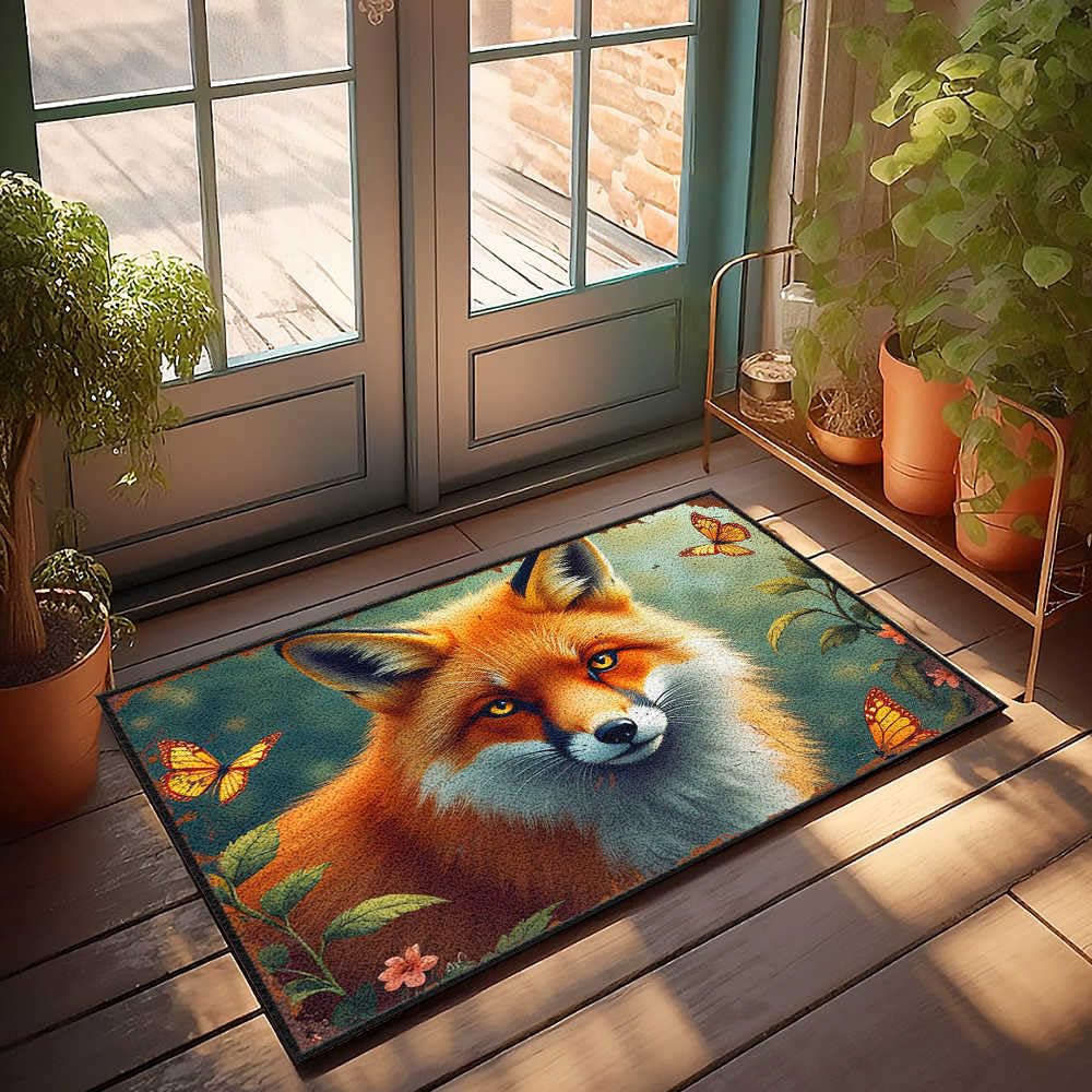 Tapis absorbant renard pour une entrée de jardin accueillante et propre