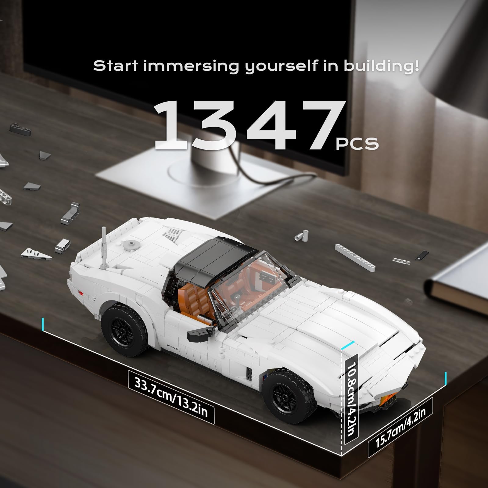 Mould King 10198 C3 Set di costruzione di auto sportive classiche - Kit di modelli di ingegneria meccanica avanzata, progetto MOC automobilistico retrò per collezionisti adulti e sofisticata