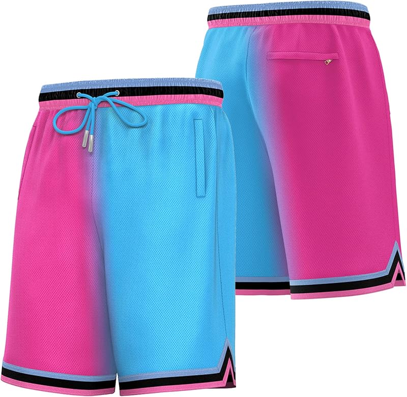 KXK Men’s Mesh Basketball Shorts,Gym Running Training Shorts with Pockets
