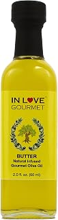 In Love Gourmet Extra Virgin Olive Oil Butter Natural Flavor Infused Gourmet Olive Oil 60ML/2oz (Sample Size) Awesome Buttery Flavored Extra Virgin Olive Oil.