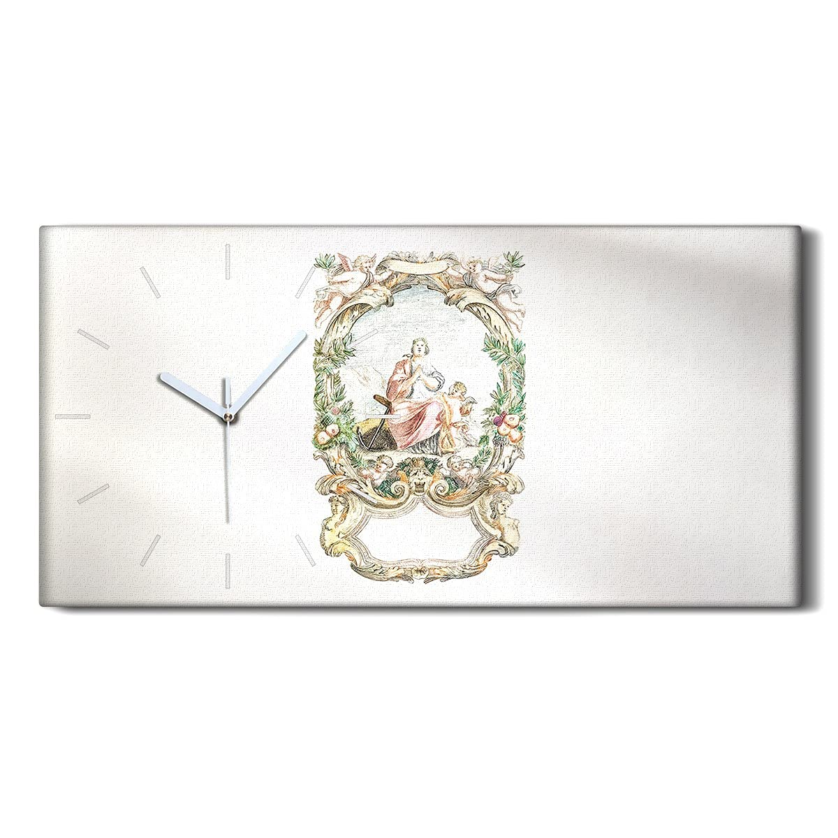Horloge sur Toile Art Mural Salon Décoration Chambre Tableau Silencieux 60x30cm