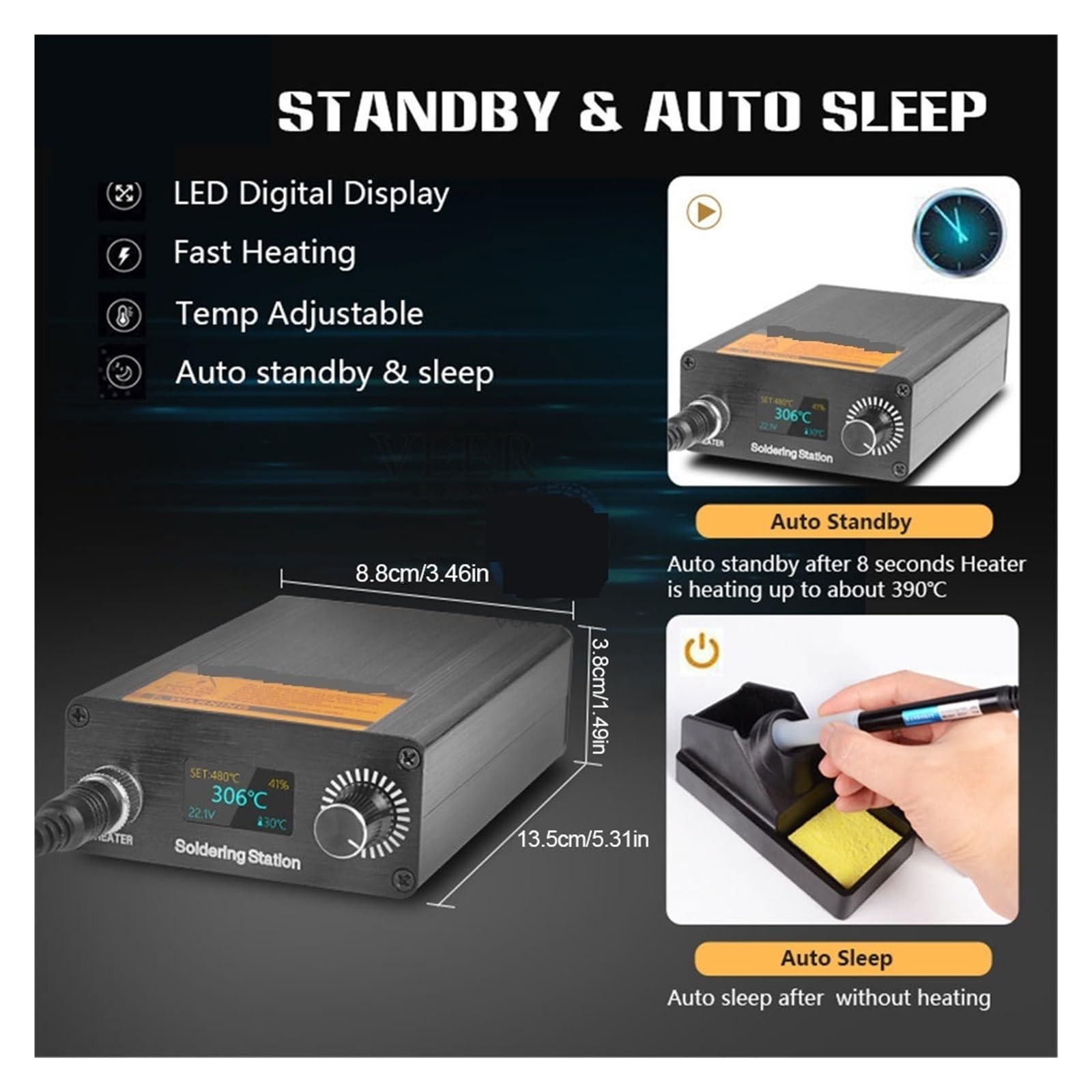 Lutownica 70W Elektroniczna Stacja Lutownicza LCD Cyfrowy Wyświetlacz Spawarka Szybkie Nagrzewanie Naprawa Spawalnicza Wydajna Lutownica