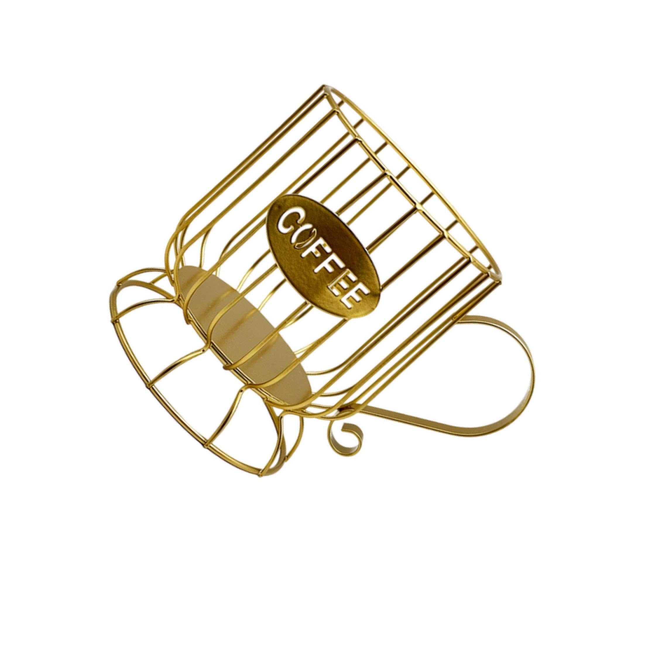 PUXZYAX Charming Coffee Pod Storage Holder Modern Coffee Pod Organizer Basket Addition To Any Setup Candy Organizer Modern Basket Decor For Countertop , Gold , S