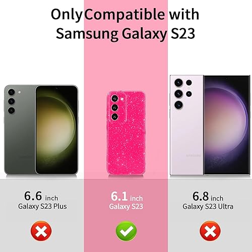 Vista 2 de MINSCOSE Funda compatible con Samsung Galaxy S23 5G, bonito color neón brillante, con purpurina, delgada, delgada, a prueba de golpes, de silicona