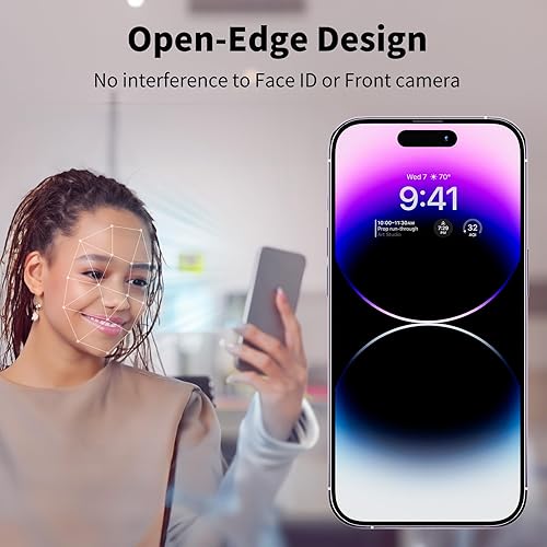 Miniatura 5 de Compatible con iPhone 14 Pro Max, protector de pantalla de vidrio templado (paquete de 3), dureza 9H, resistencia a los arañazos, sin burbujas y