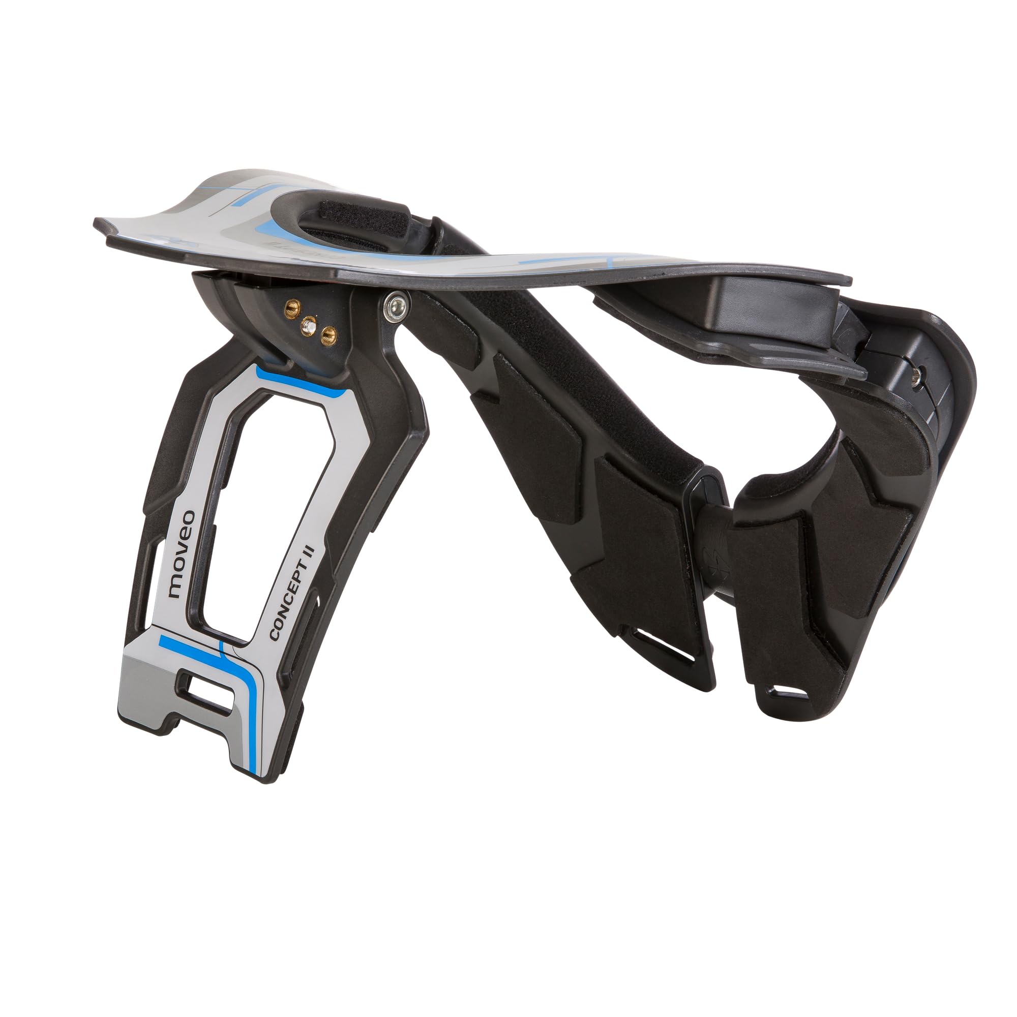Moveo Motocross-Protektor Nacken | MX MTB Mountainbike | 2 Zonen zum Einstellen, 2 Vorderpolster, Front-Verschlussmechanismus | Concept Neckbrace Shocker | Erwachsene | Schwarz Weiß | One Size