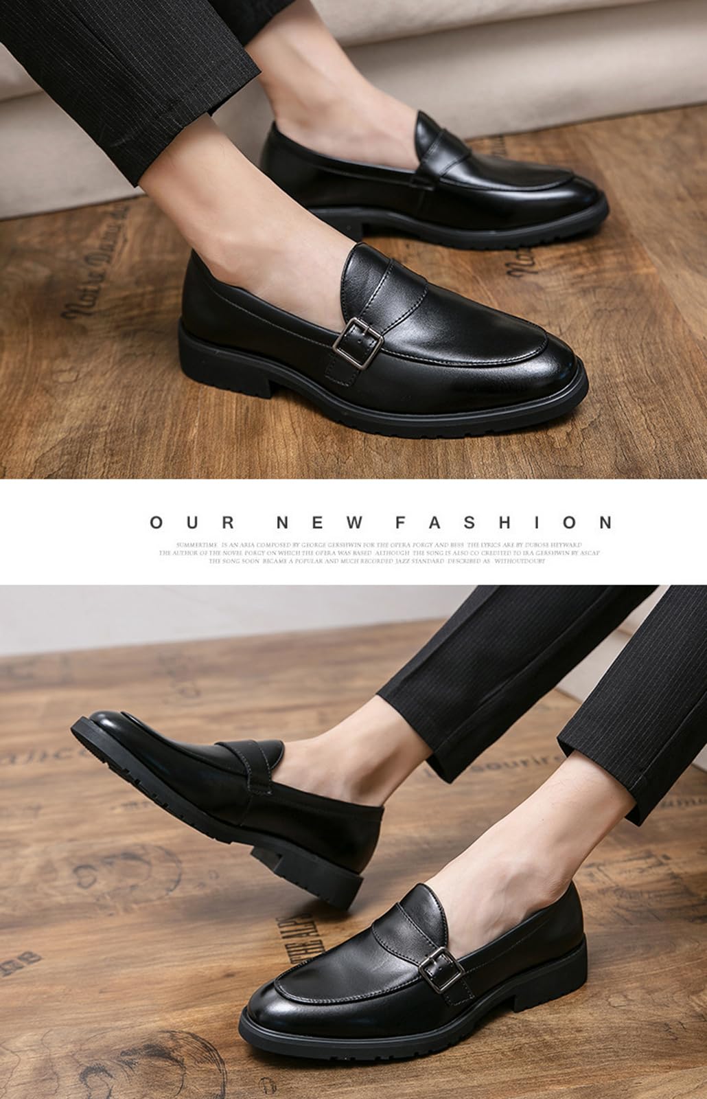 Zapatos De Vestir Tipo Mocasín con Hebilla para Hombre | Mocasines Hombre Slip On Zapatos Vestir Piel Sintética Casual Conducción Suela Goma Hebilla Elegantes Cómodos Negro