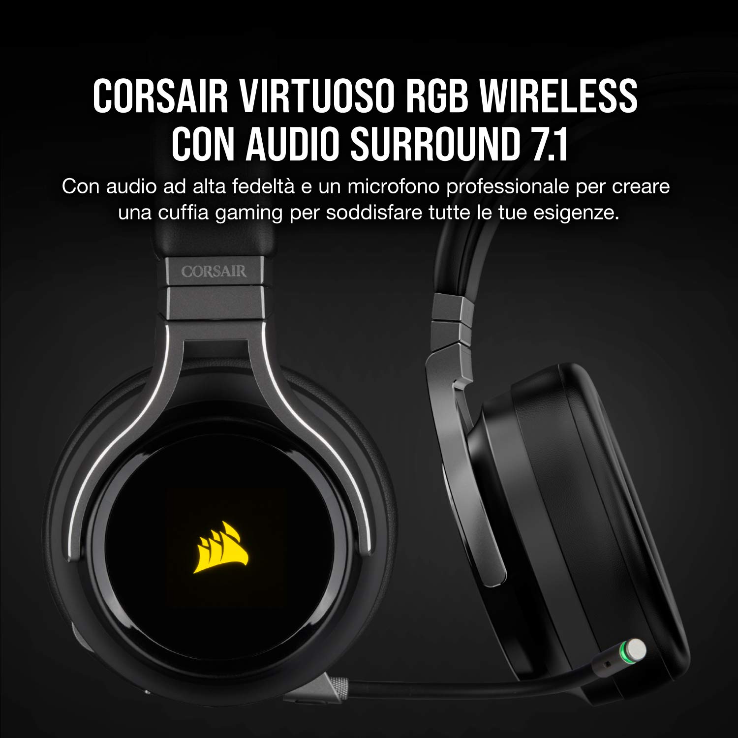 Corsair Virtuoso RGB Wireless Alta Fedeltà Cuffia Gaming Nero