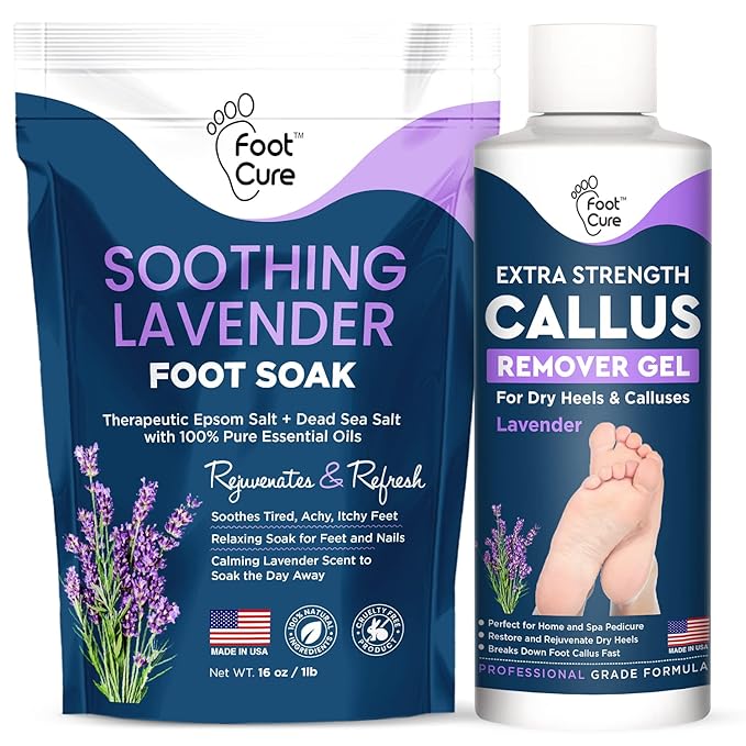 Lavender Foot Soak & Callus Remover Gel Kit Extra Strength Callus Remover Gel for