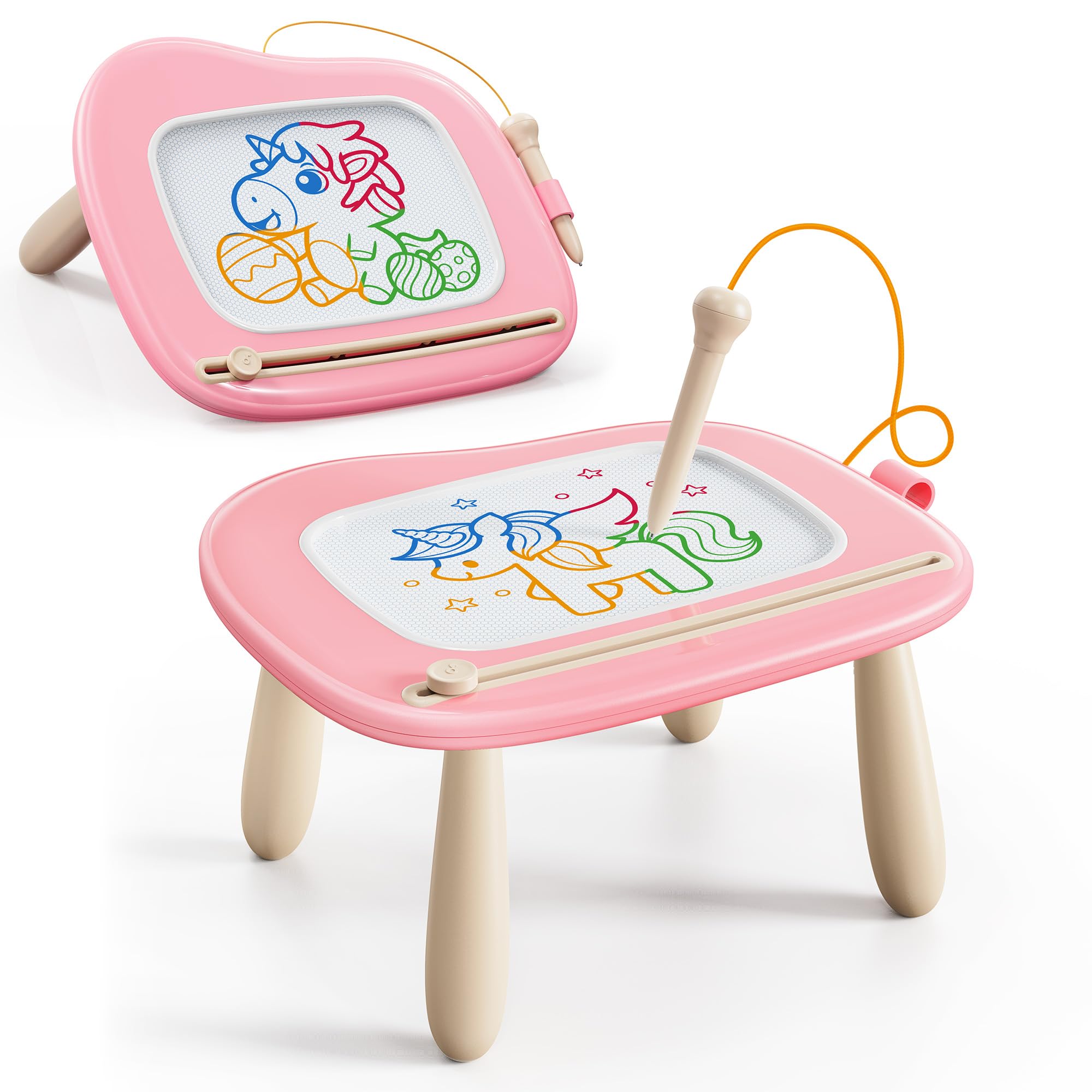 KOKODI Magnetische Maltafel Kinder Zaubertafel, Magnet Zeichentafel Löschbar, Lernspielzeug ab 1 Jahre, Spielzeug für Kinder 1–7 Jahre, Kinderspielzeug Geschenk für Mädchen Jungen (Rosa)