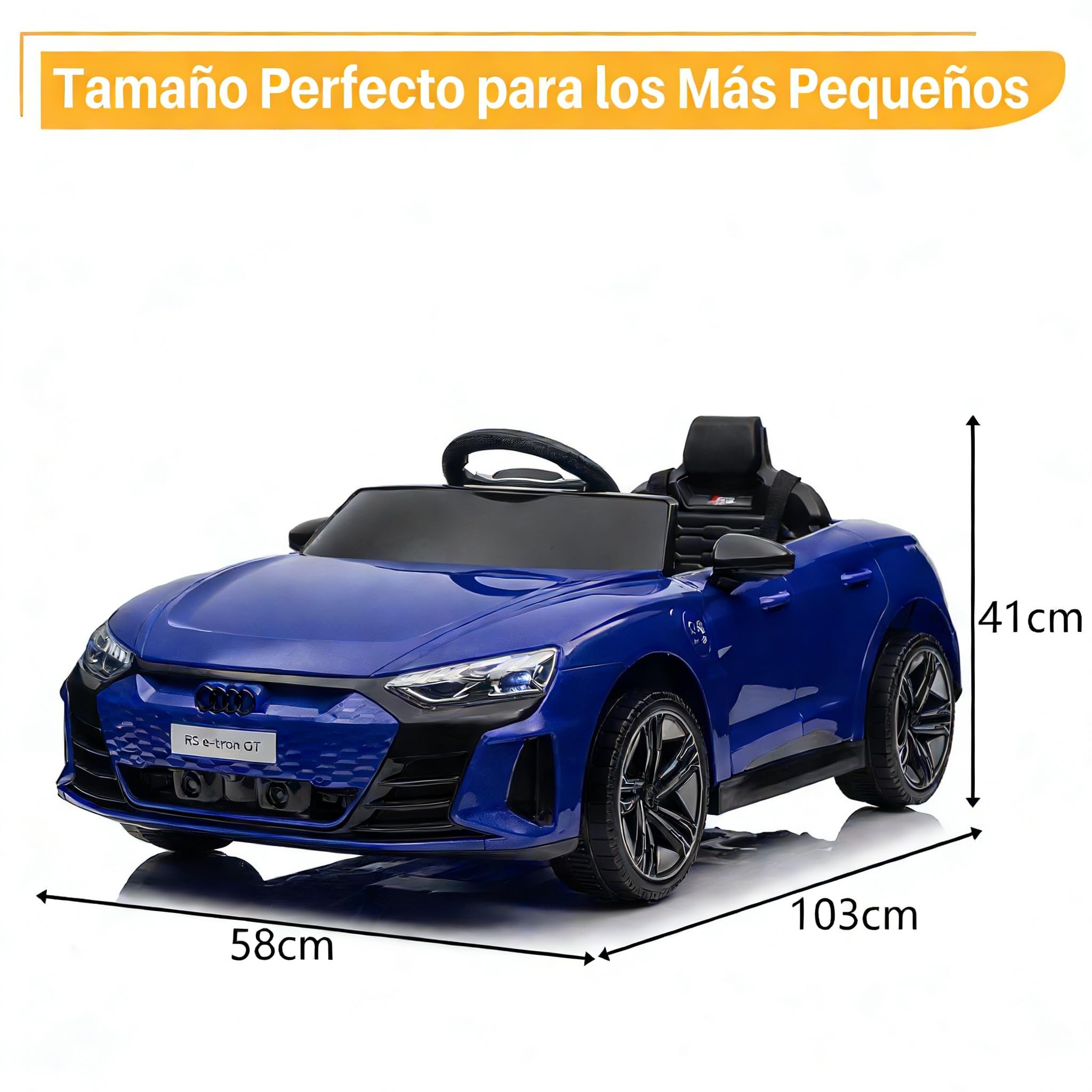 LALAHO Coche Eléctrico para Niños Audi RS E-Tron 12V con Doble Motor, 3-5 km/h Auto Eléctrico para Niños de 3 a 5 Años, MP3, Mando a Distancia (Azul) — view 2