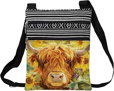 Books And Coffee Crossbody Bag - Small Ethnic Pattern Messenger Bag For Women