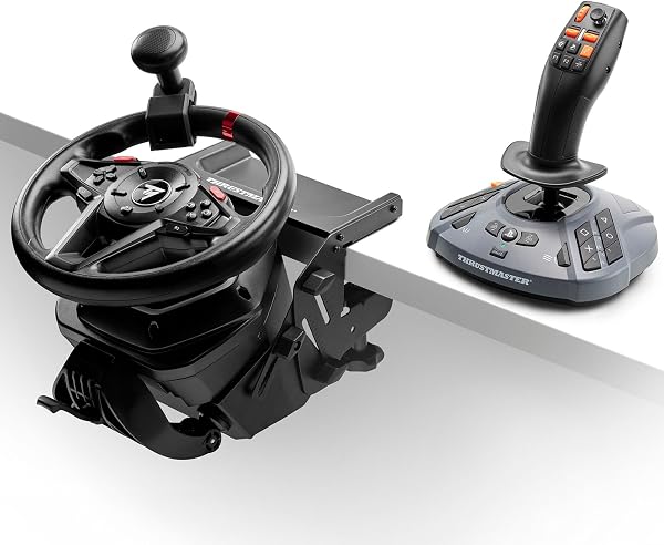 Thrustmaster T128 SimTask Farming Pack – Lenkrad & FarmStick Set für PS5 & PC – Inkl. Halterung & Pedale – Magnetische Schaltwippen & Präzisions-Joystick für Landwirtschafts-Simulator – Schwarz - 1