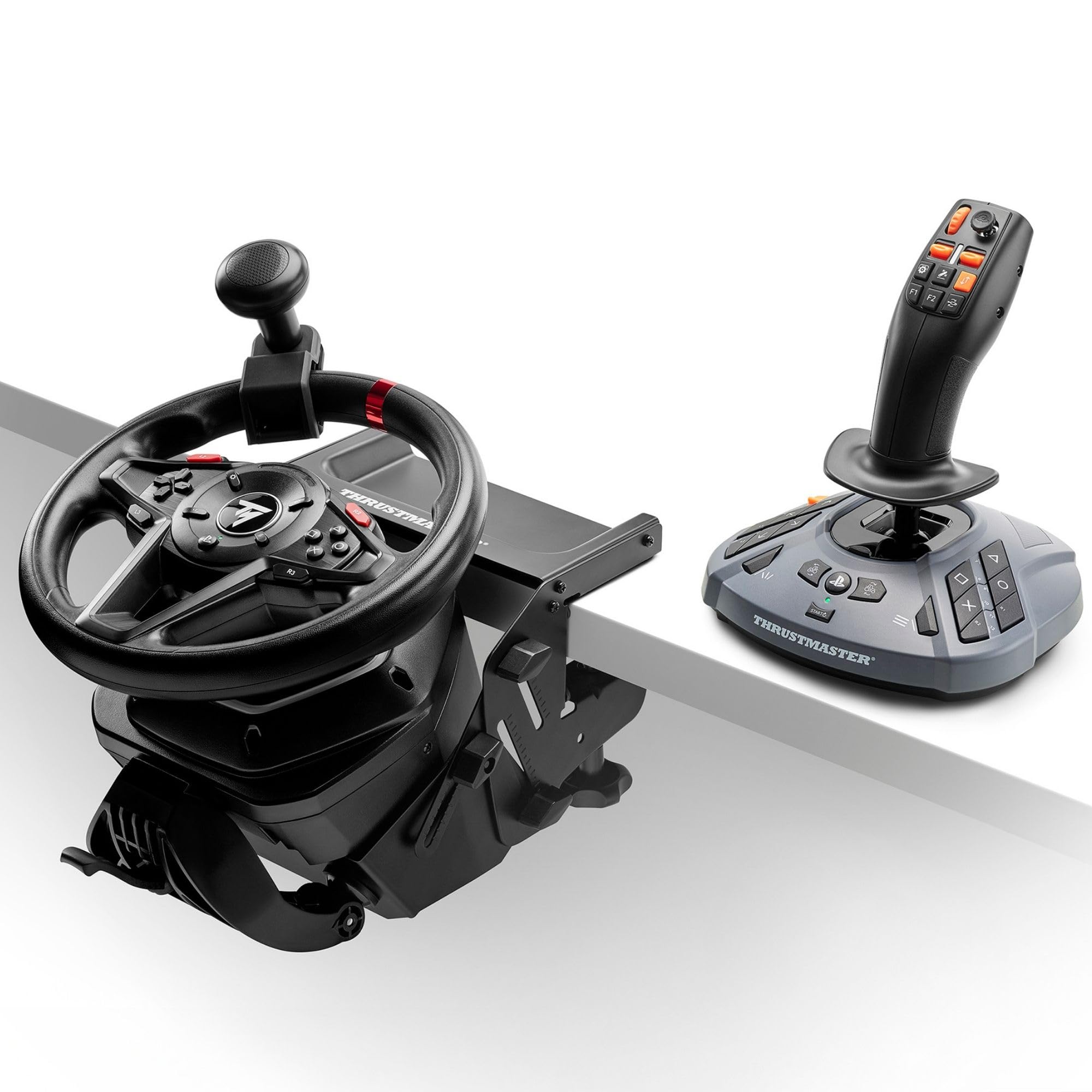 Thrustmaster T128 SimTask Farming Pack – Lenkrad & FarmStick Set für PS5 & PC – Inkl. Halterung & Pedale – Magnetische Schaltwippen & Präzisions-Joystick für Landwirtschafts-Simulator – Schwarz
