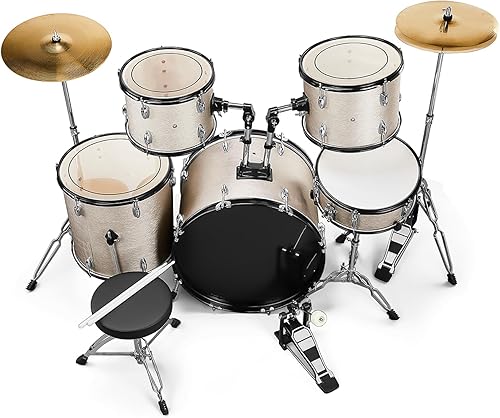 Vista 10 de Ktaxon Juego de batería para adultos de 22 pulgadas, kit de 5 piezas de tamaño completo con soportes de platillo, soporte de sombrero, palos, pedal