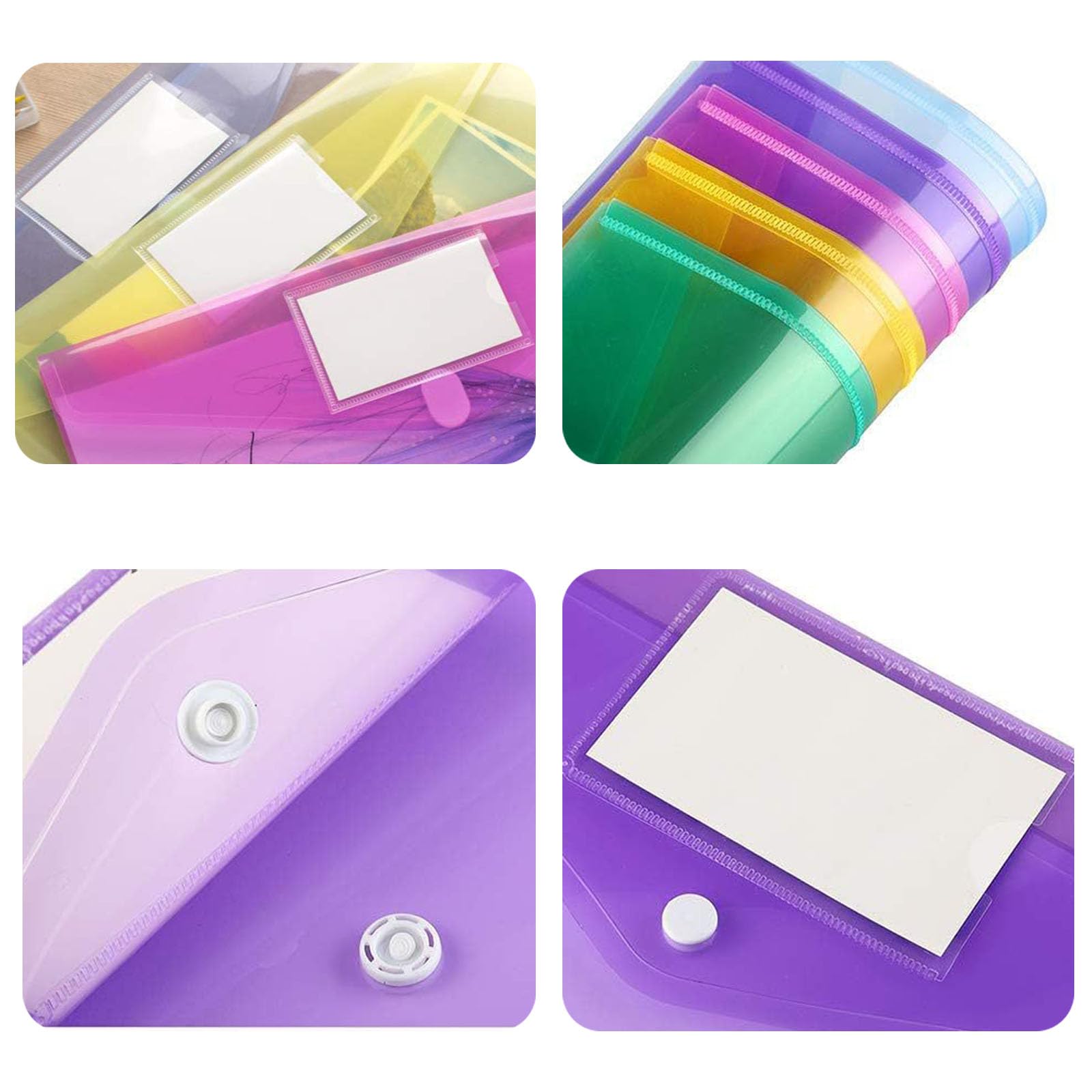 20 Pezzi Colorato Portadocumenti A4, Cartelle a Busta, Buste Plastica Trasparenti, Impermeabile Cartelline Portadocumenti, Ideale per Scuole, Uffici, Case e Viaggi 33.5 * 23.5cm