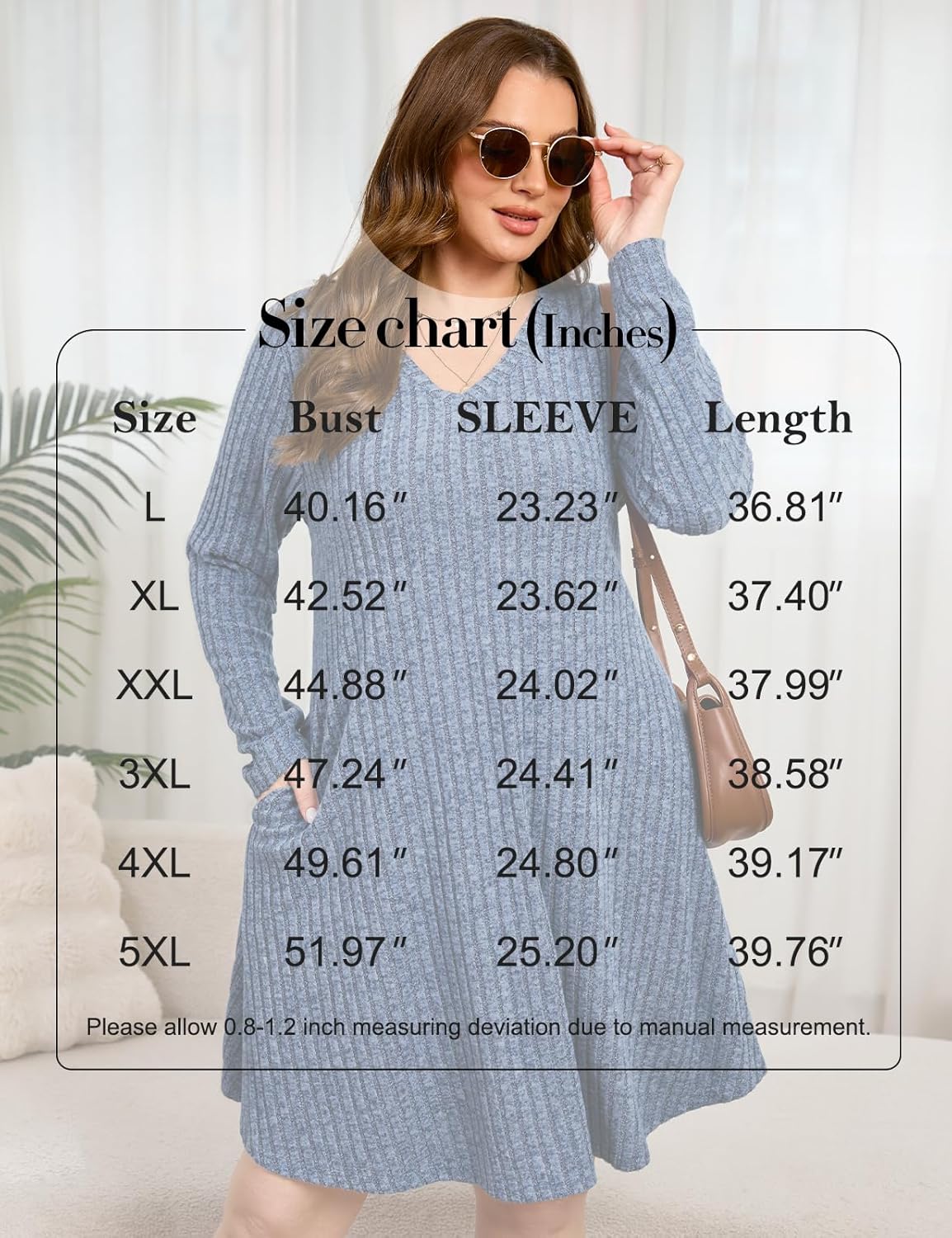 JollieLovin Women Plus Size Sweater Dresses Long Sleeve 2025 Casual Fall Winter Tunic Dress with Pockets - Image 7