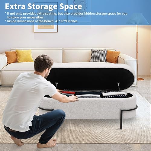 Miniatura 81 de Banco otomano de almacenamiento con brazos, banco de lino para dormitorio, banco de almacenamiento con botones para entrada, sala de estar, pasillo,